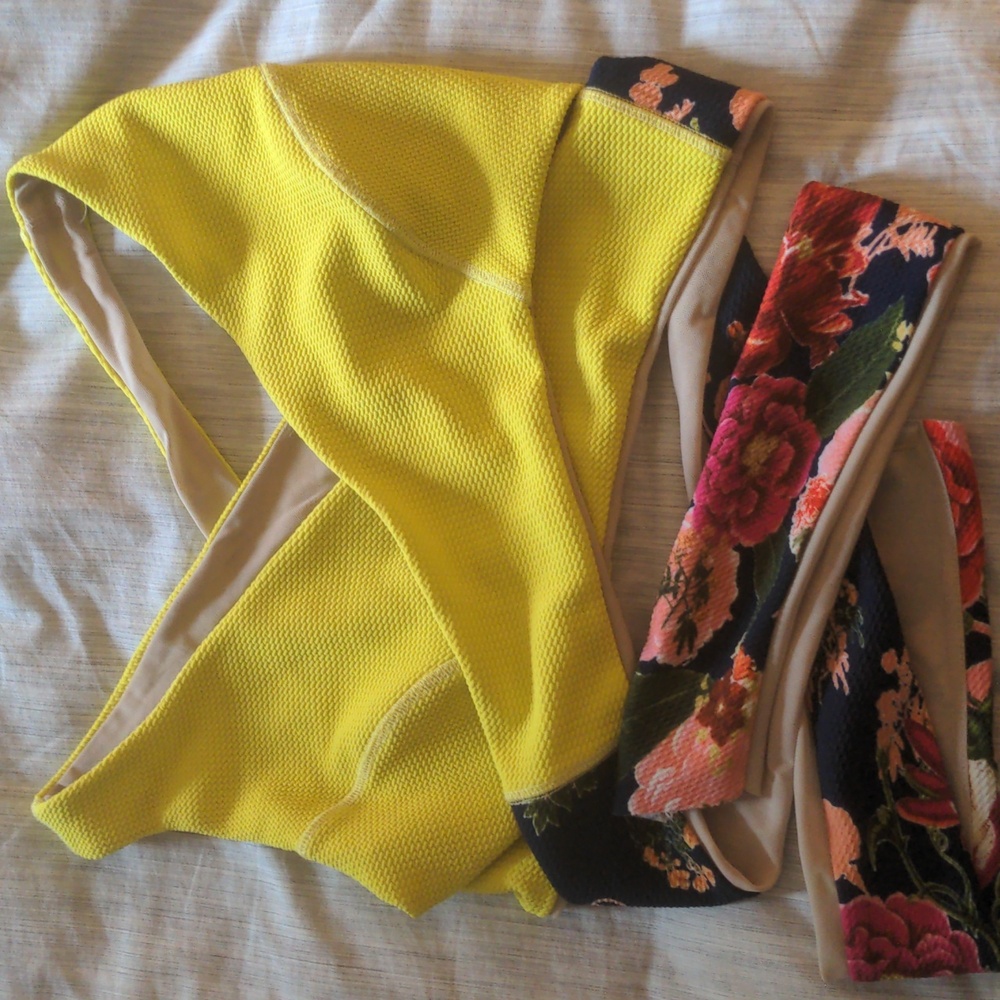 Vibrant Yellow Floral Women's Bikini Top
